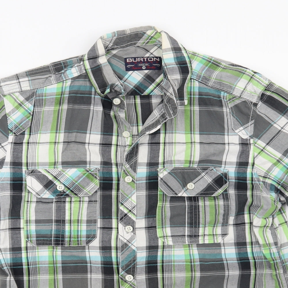 Burton Mens Grey Check   Button-Up Size M