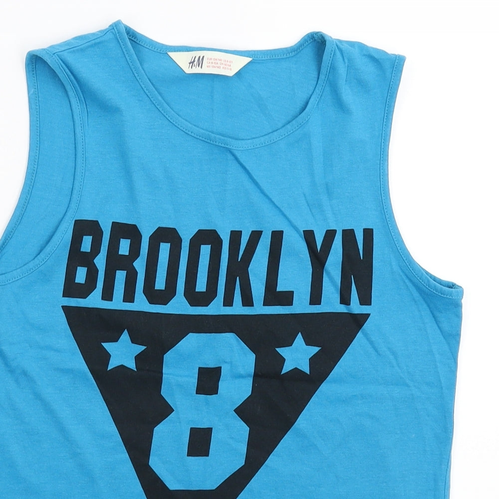 H&M Boys Blue   Basic Tank Size 9-10 Years