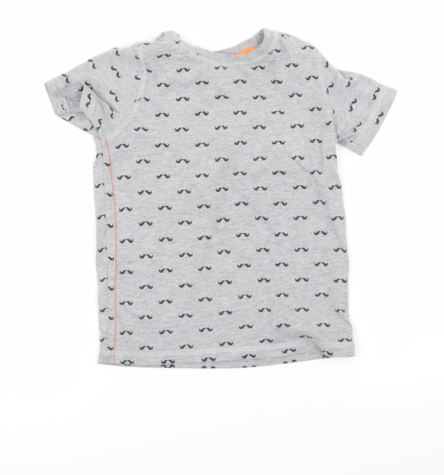 F&F Boys Grey   Basic T-Shirt Size 4 Years  - mustache