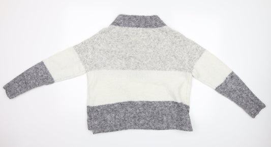 Papaya Womens Grey Striped  Pullover Jumper Size M