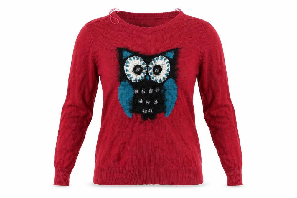 Preworn Womens Red Animal Print  Pullover Jumper Size S  - Christmas Jumper