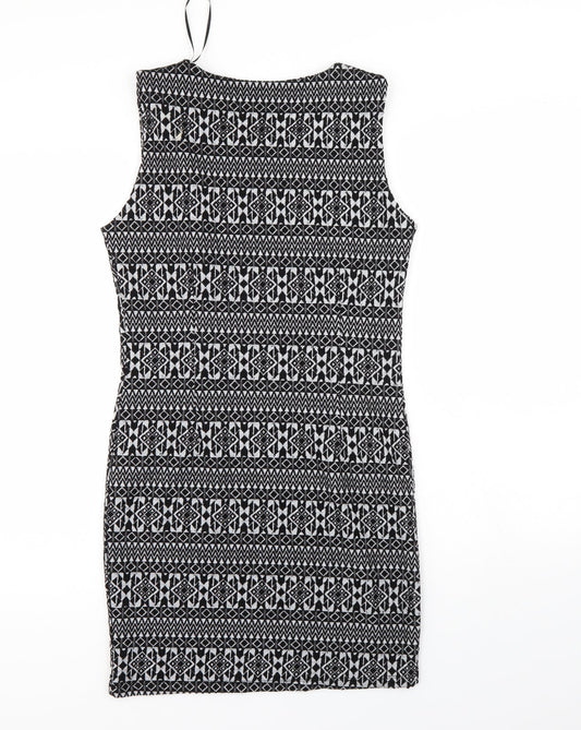 Select Womens Black Geometric  Tank Dress  Size 12
