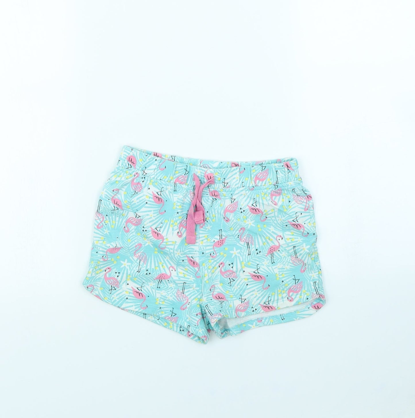 M&Co Girls Blue Animal Print  Cut-Off Shorts Size 7 Years - Flamingo