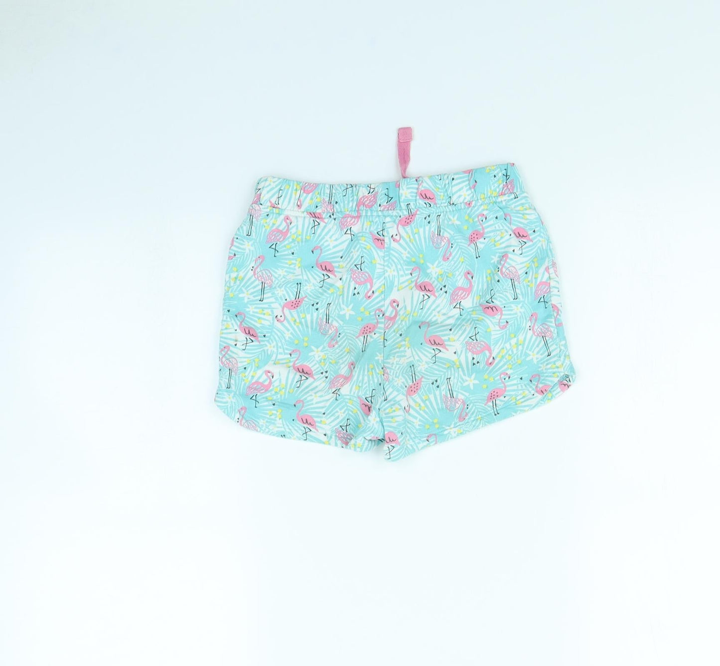 M&Co Girls Blue Animal Print  Cut-Off Shorts Size 7 Years - Flamingo