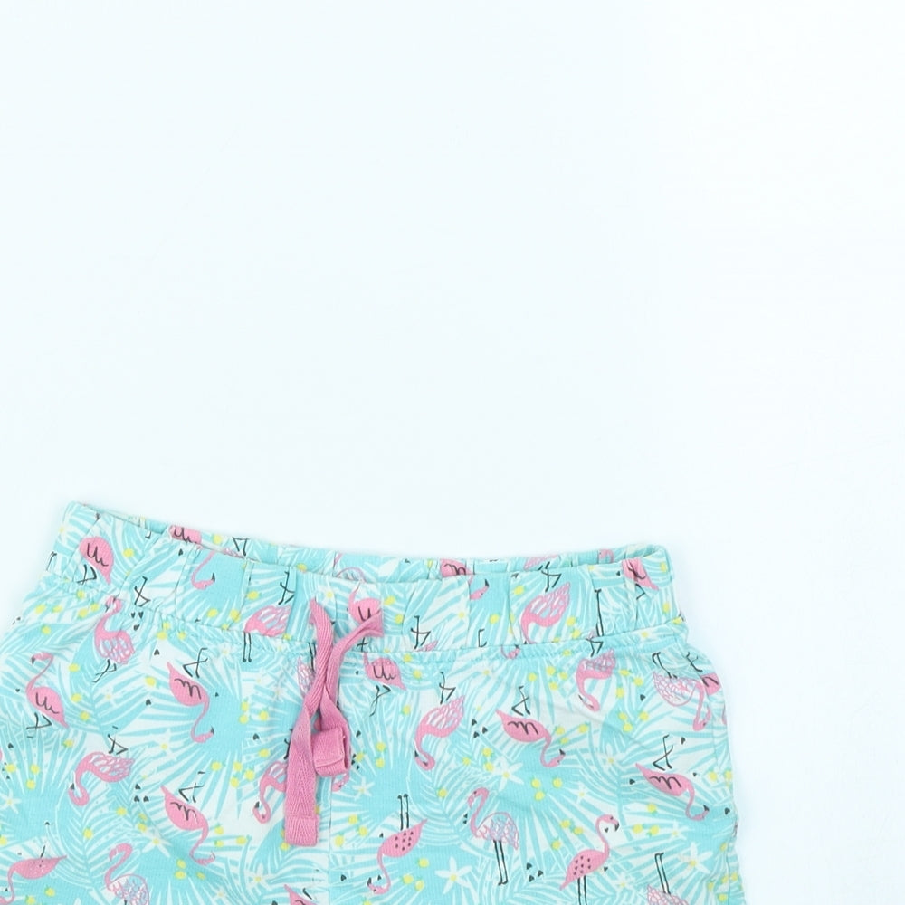 M&Co Girls Blue Animal Print  Cut-Off Shorts Size 7 Years - Flamingo
