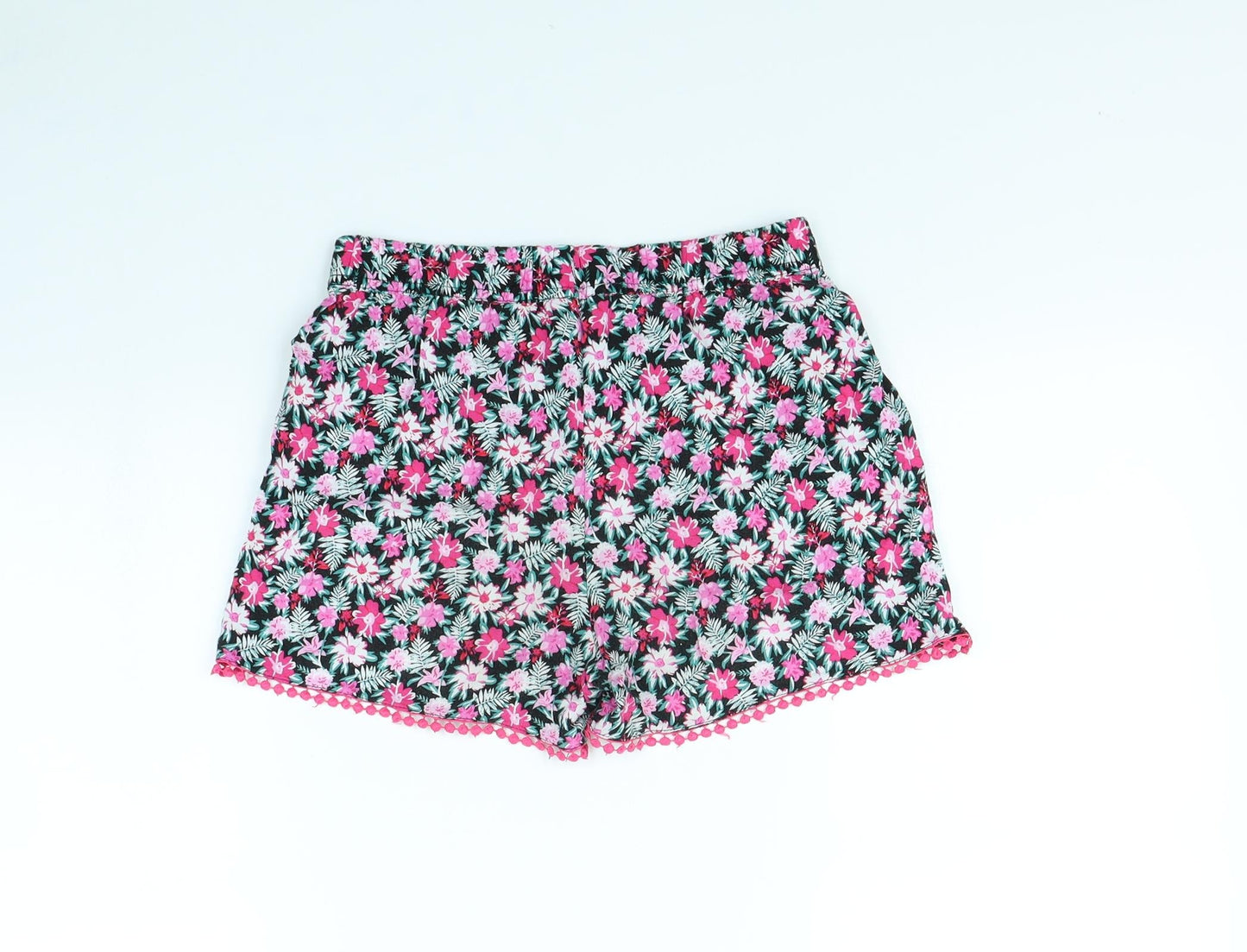 YD Girls Black Floral  Bermuda Shorts Size 11-12 Years