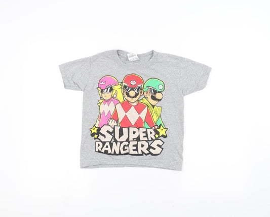 Gilden Boys Grey   Basic T-Shirt Size XS  - super rangers