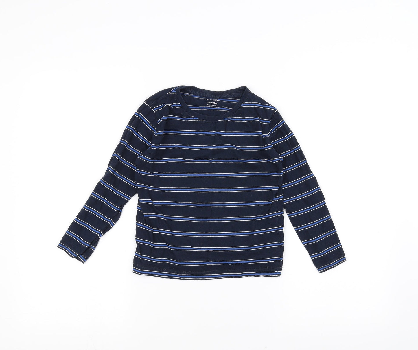Primark Boys Blue Striped  Basic T-Shirt Size 5-6 Years