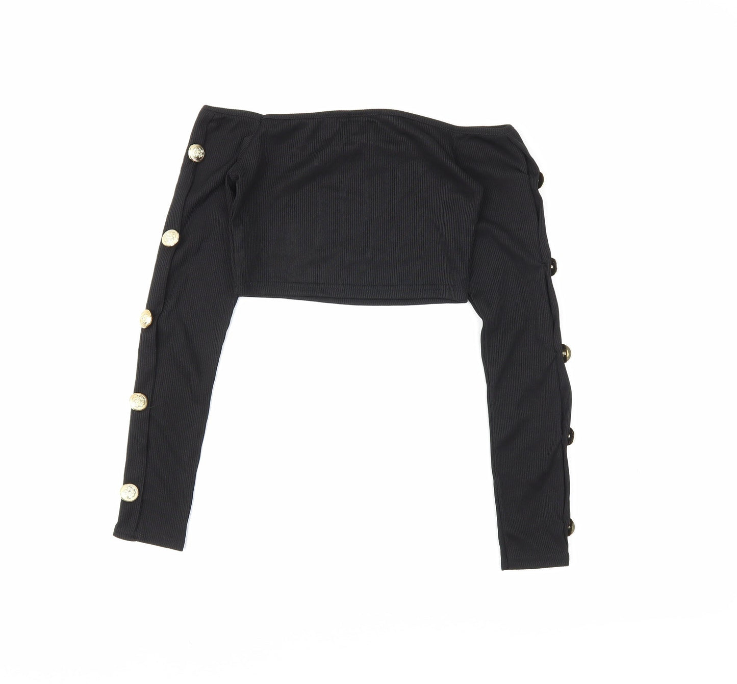PRETTYLITTLETHING Womens Black   Cropped Blouse Size 4