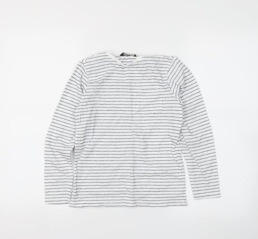 George Girls White Striped  Basic T-Shirt Size 7-8 Years