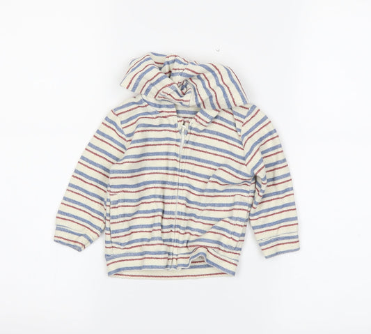M&S Boys Beige Striped  Full Zip Jumper Size 6-9 Months