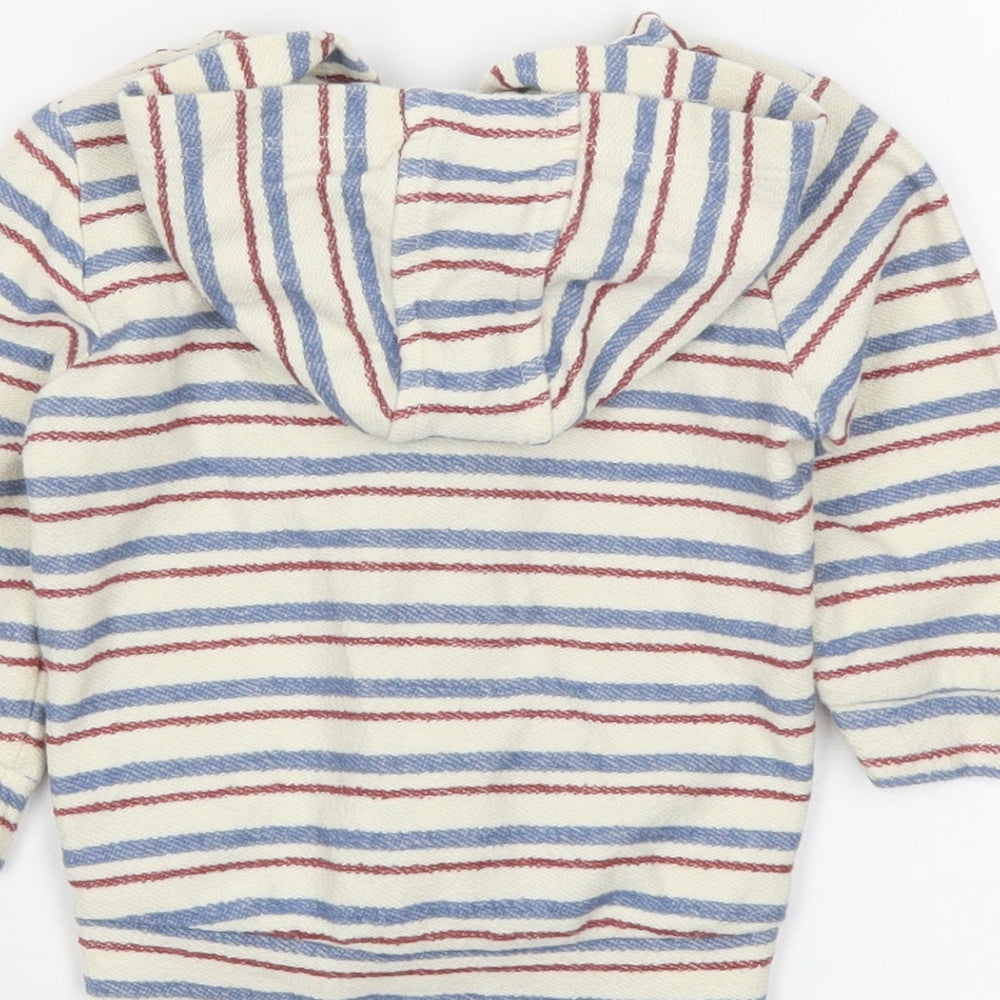 M&S Boys Beige Striped  Full Zip Jumper Size 6-9 Months