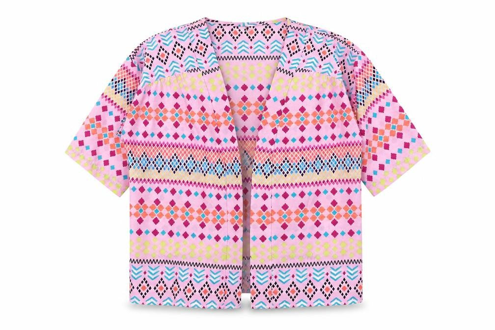Tu Girls Pink Geometric  Kimono Jacket Size 8 Years