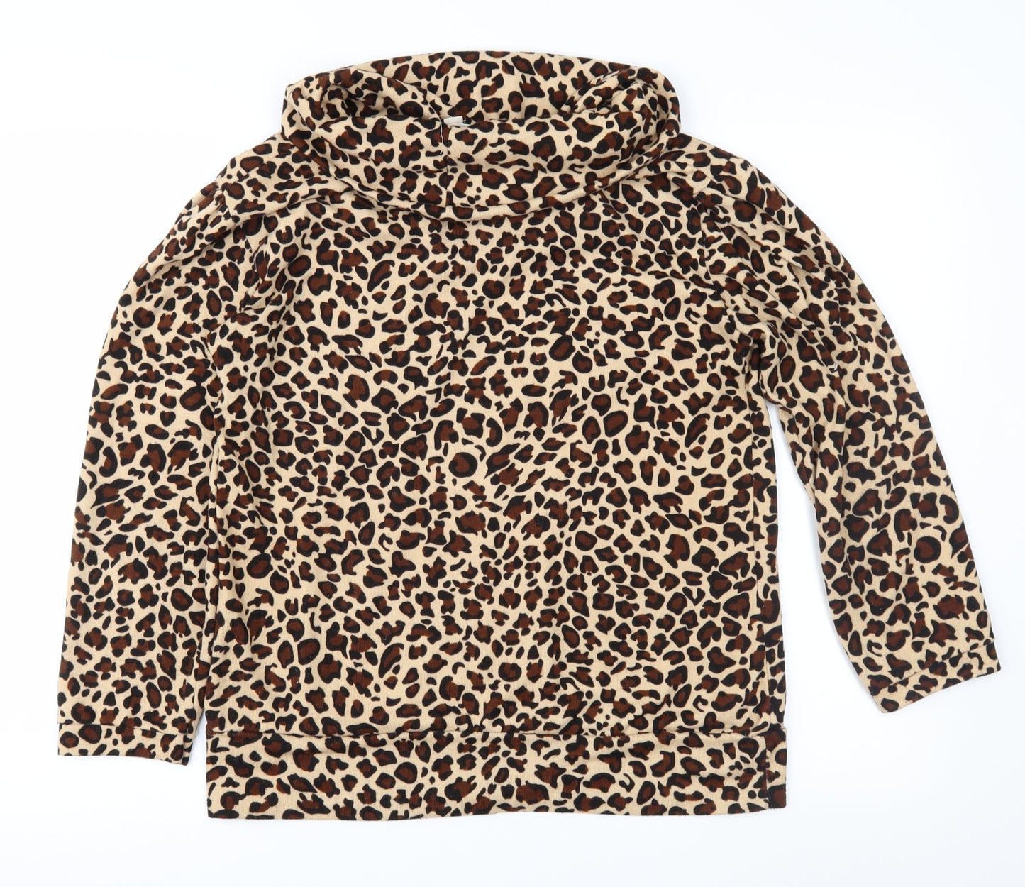 Annabelle Womens Brown Animal Print  Basic Blouse Size L