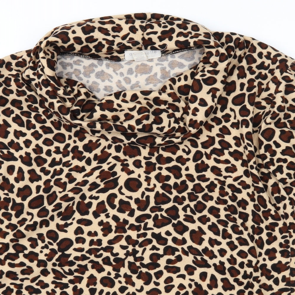 Annabelle Womens Brown Animal Print  Basic Blouse Size L