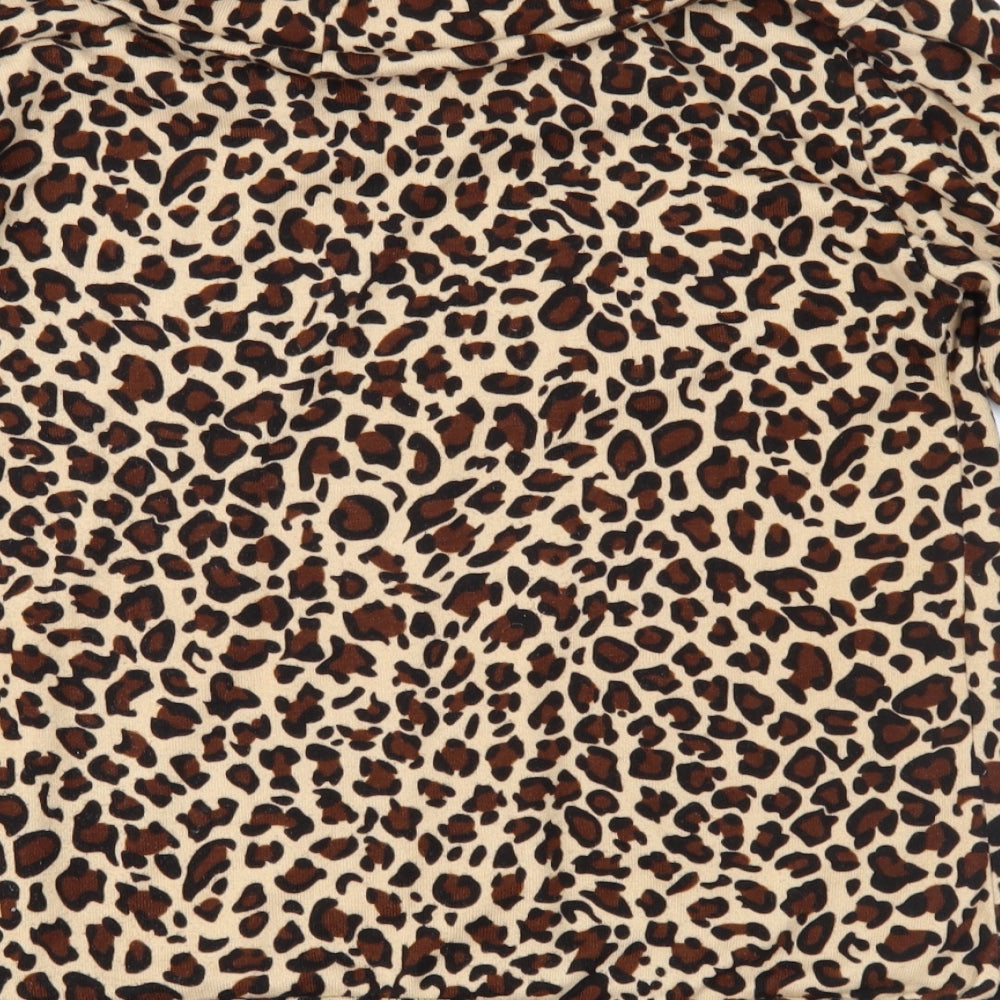 Annabelle Womens Brown Animal Print  Basic Blouse Size L