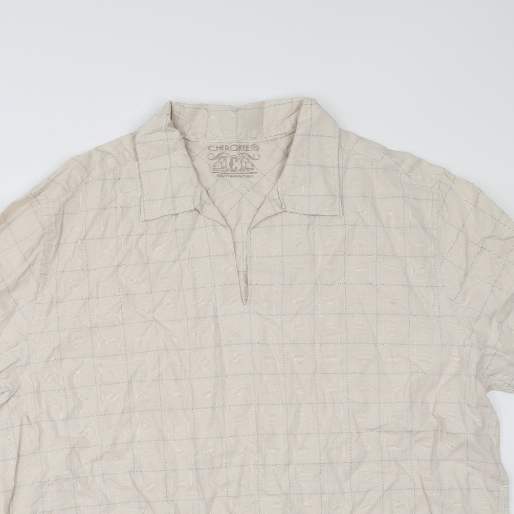 Cherokee Mens Beige Check   Button-Up Size XL