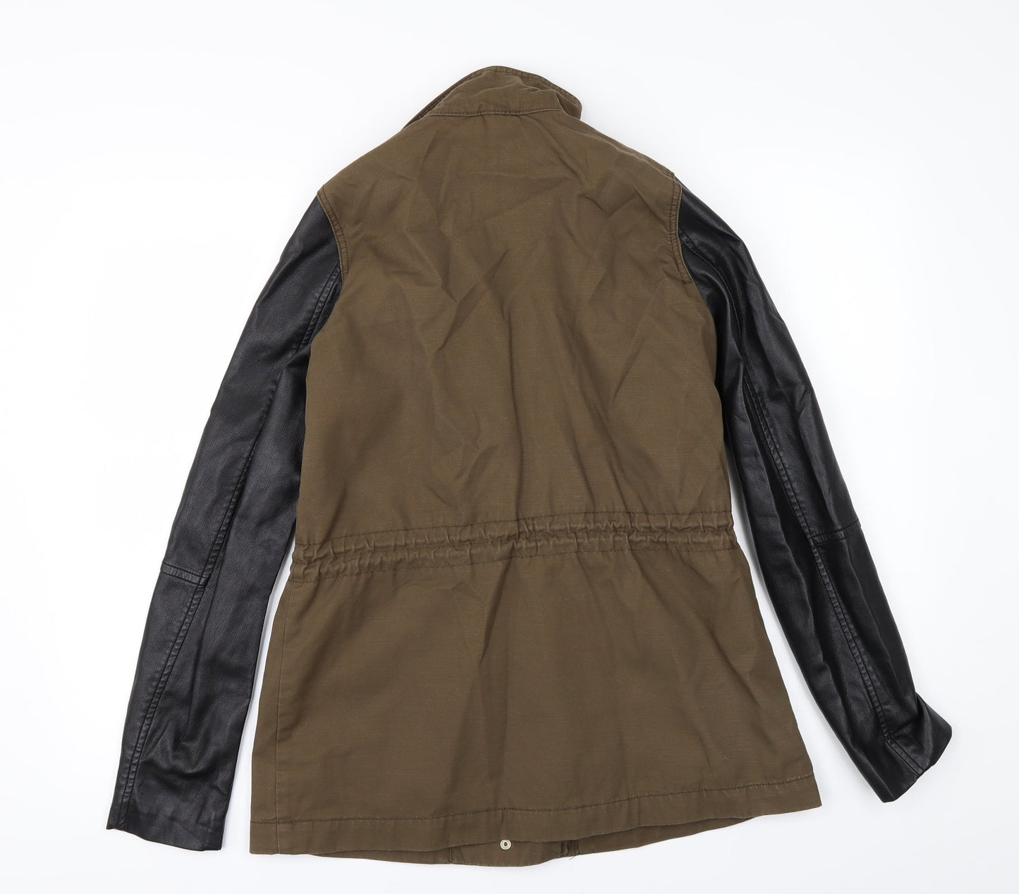 H&M Womens Green   Jacket  Size 8  - Leather look sleeves