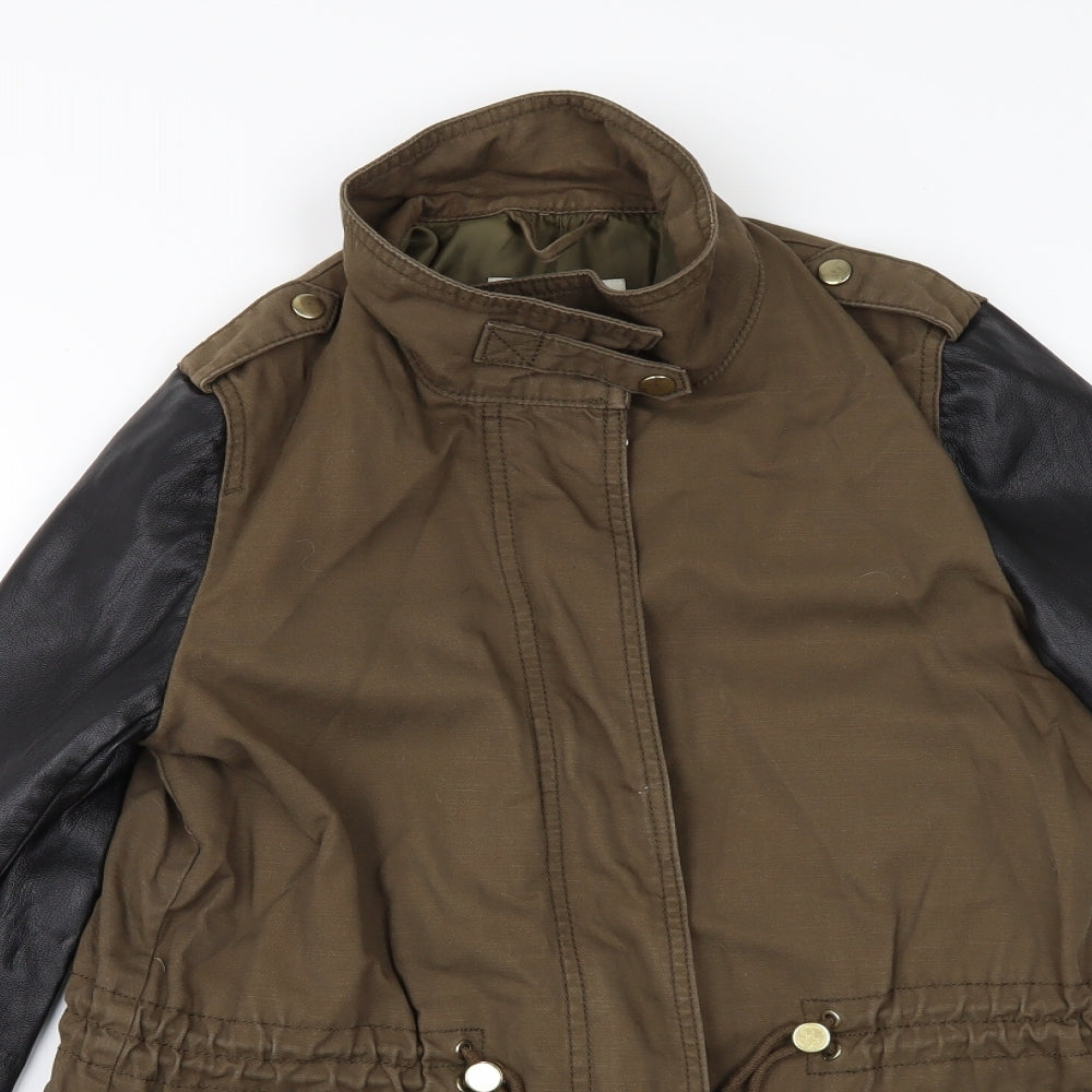 H&M Womens Green   Jacket  Size 8  - Leather look sleeves