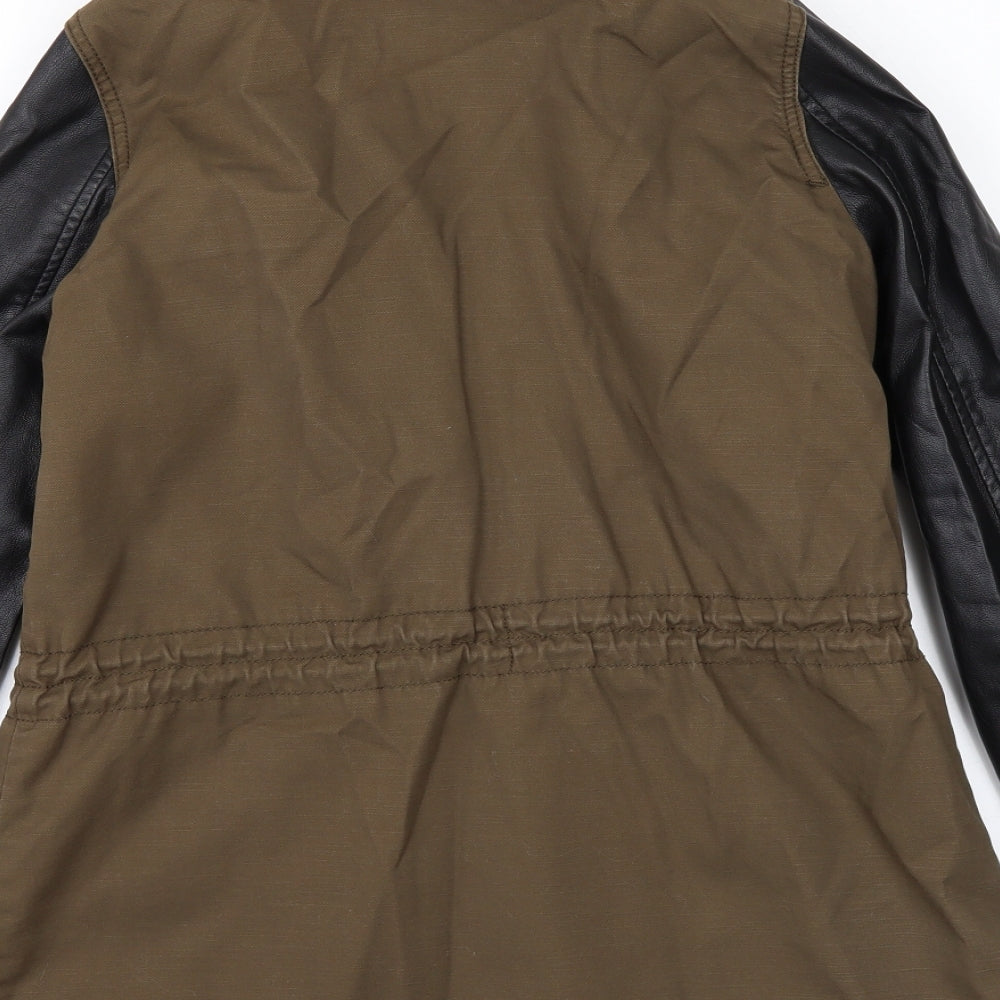 H&M Womens Green   Jacket  Size 8  - Leather look sleeves