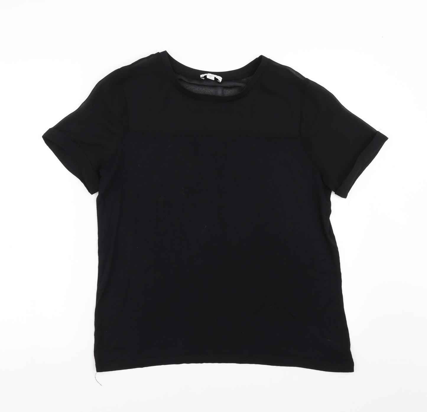 Warehouse Womens Black   Basic Blouse Size 12  - sheer detail