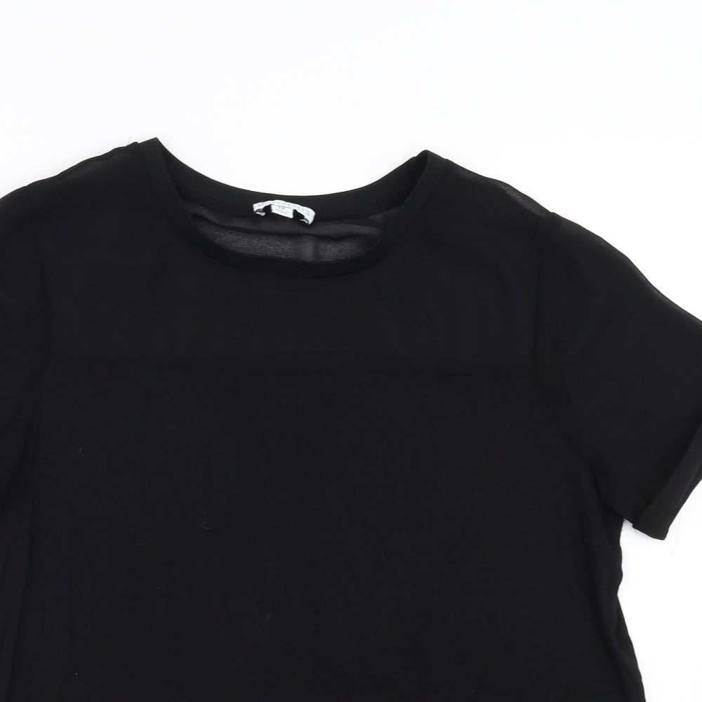 Warehouse Womens Black   Basic Blouse Size 12  - sheer detail