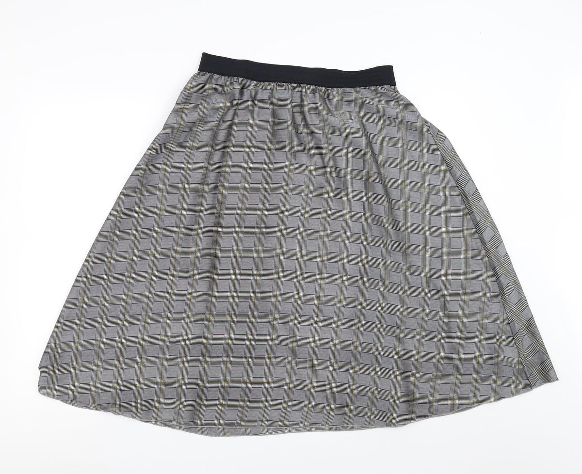 freequent Womens Grey Check  A-Line Skirt Size L