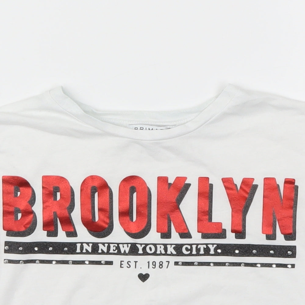 Primark Girls White   Basic T-Shirt Size 7-8 Years