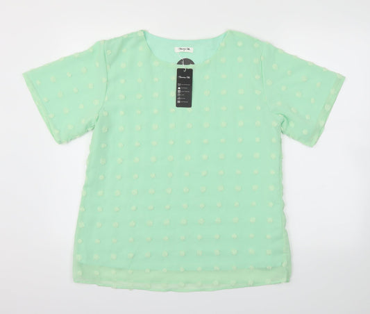 Blooming Jelly Womens Green   Basic Blouse Size M