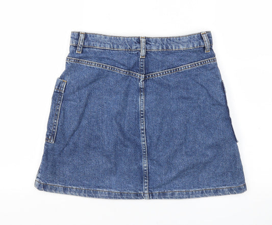 Topshop Womens Blue   A-Line Skirt Size 8