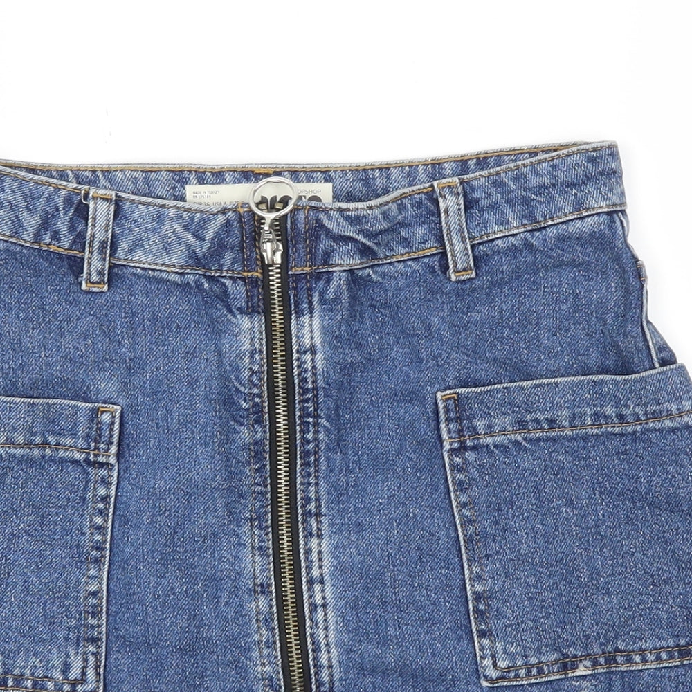 Topshop Womens Blue   A-Line Skirt Size 8