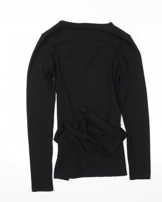 Boohoo Womens Black Houndstooth  Basic T-Shirt Size 14