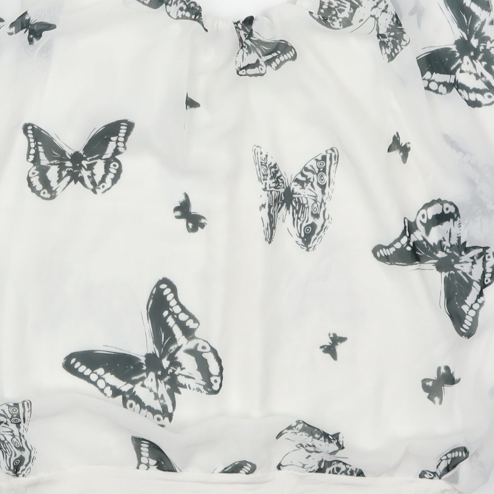 Juliet Womens White   Basic Blouse Size L  - Butterflies