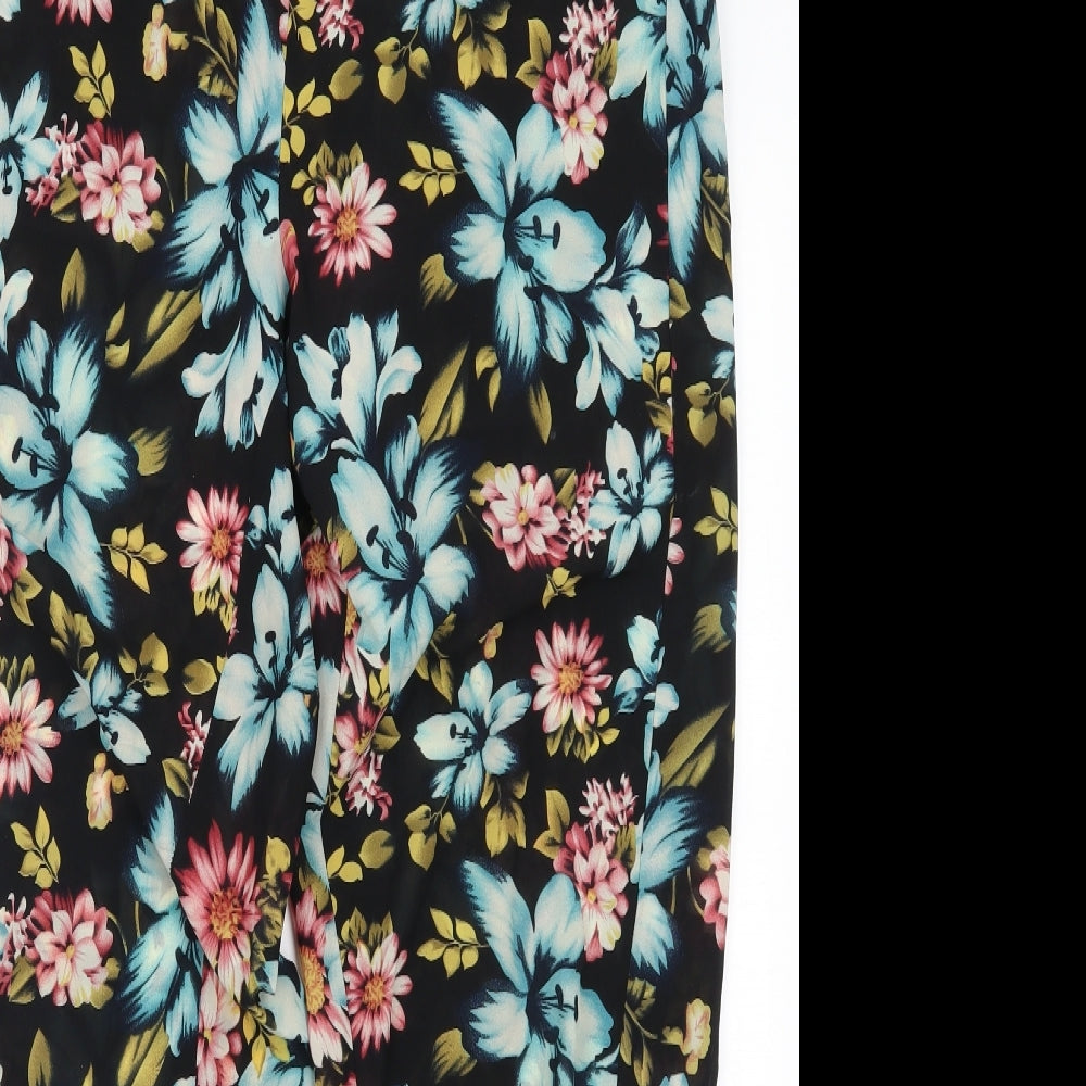 Parisian Womens Multicoloured Floral  Trousers  Size 12 L30 in - Pink and Blue Flowers