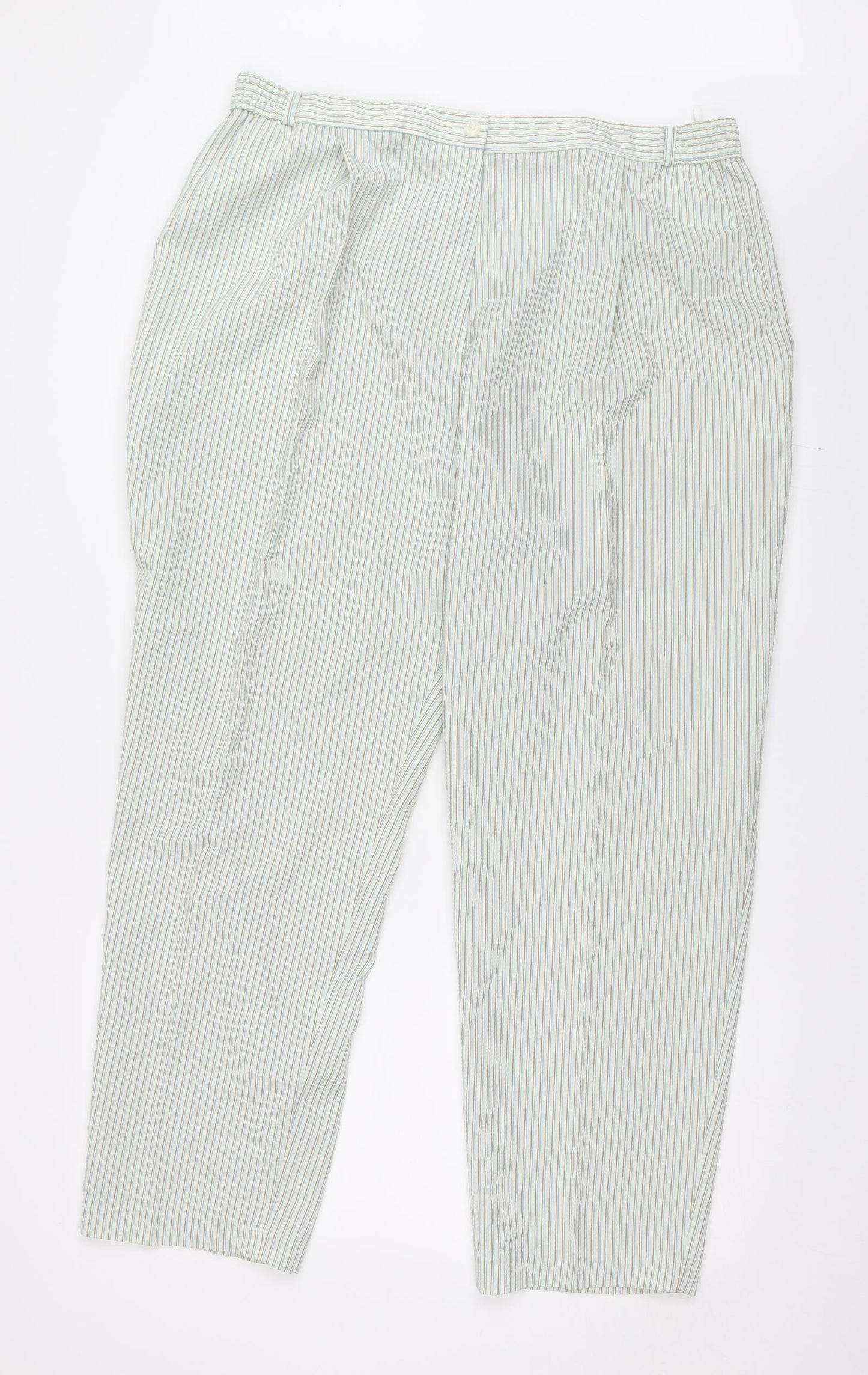 Marks and Spencer Womens Green Striped  Capri Trousers Size 20 L28.5 in