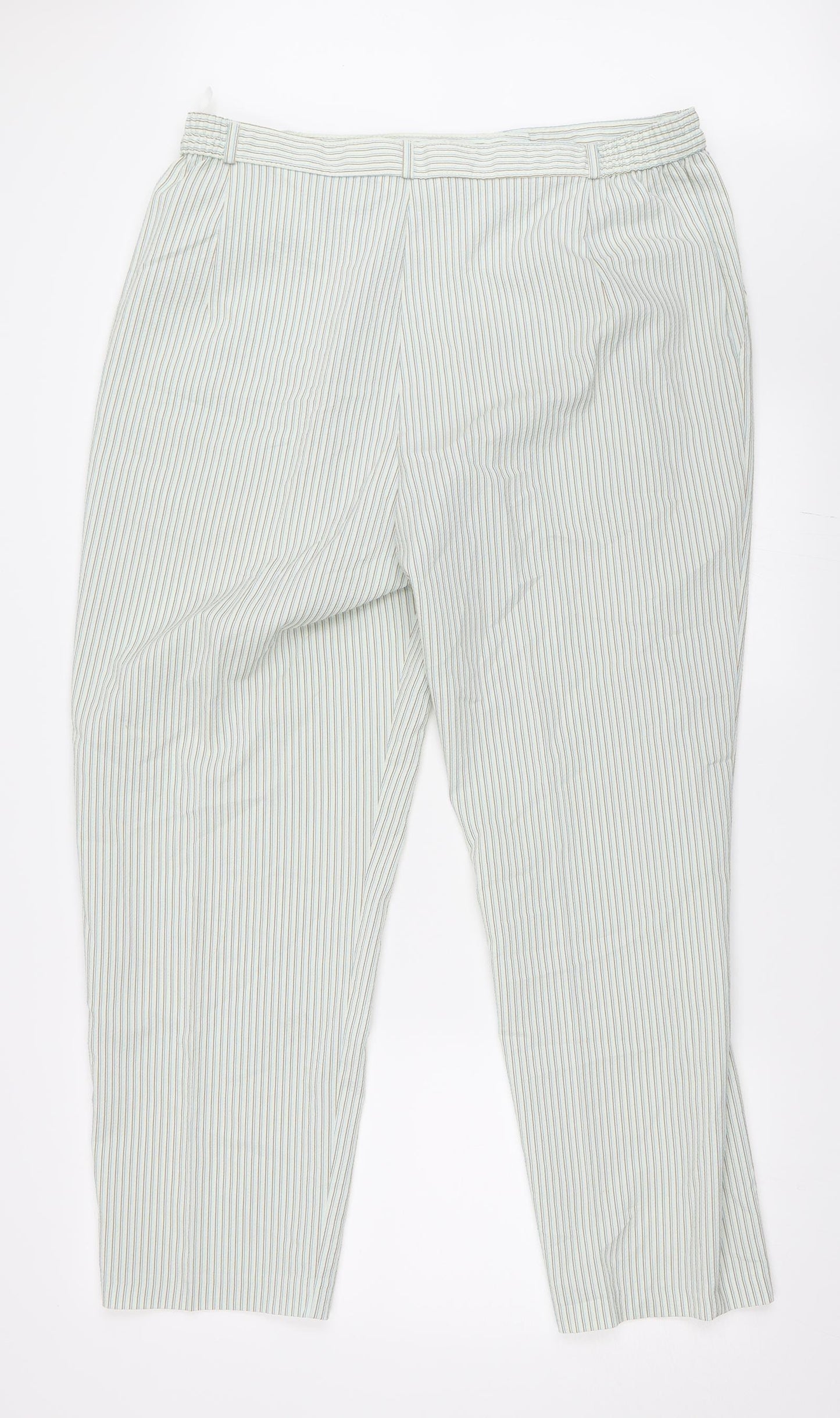 Marks and Spencer Womens Green Striped  Capri Trousers Size 20 L28.5 in