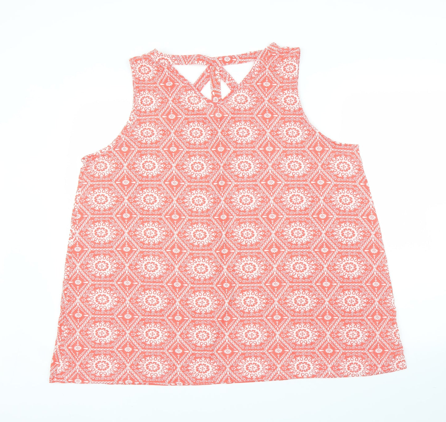 Preworn Womens Red Geometric  Basic Blouse Size XL