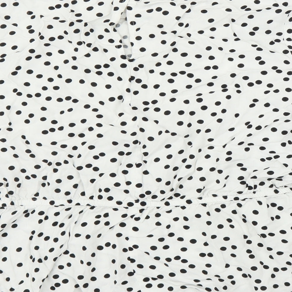 Preworn Womens White Polka Dot  Basic Blouse Size M