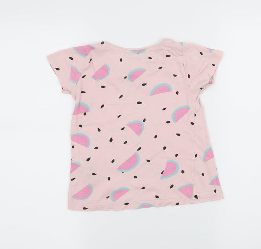 RESERVED Girls Pink Geometric Jersey Basic T-Shirt Size 5 Years  - Watermelon
