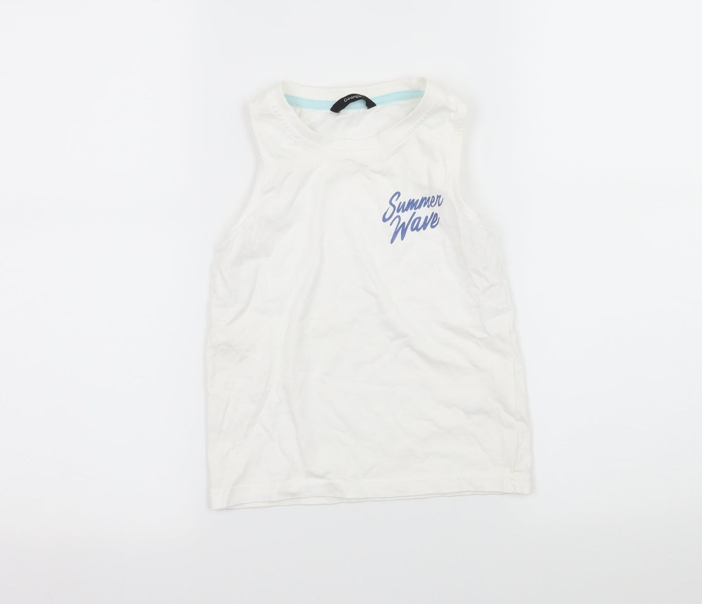 George Boys White  Jersey Basic Tank Size 4-5 Years  - Summer Wave