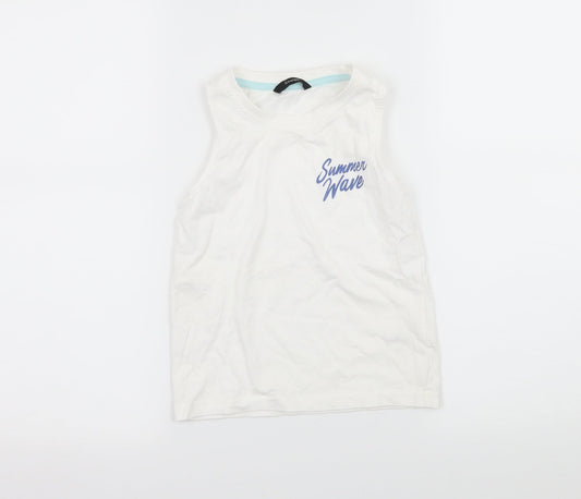 George Boys White  Jersey Basic Tank Size 4-5 Years  - Summer Wave