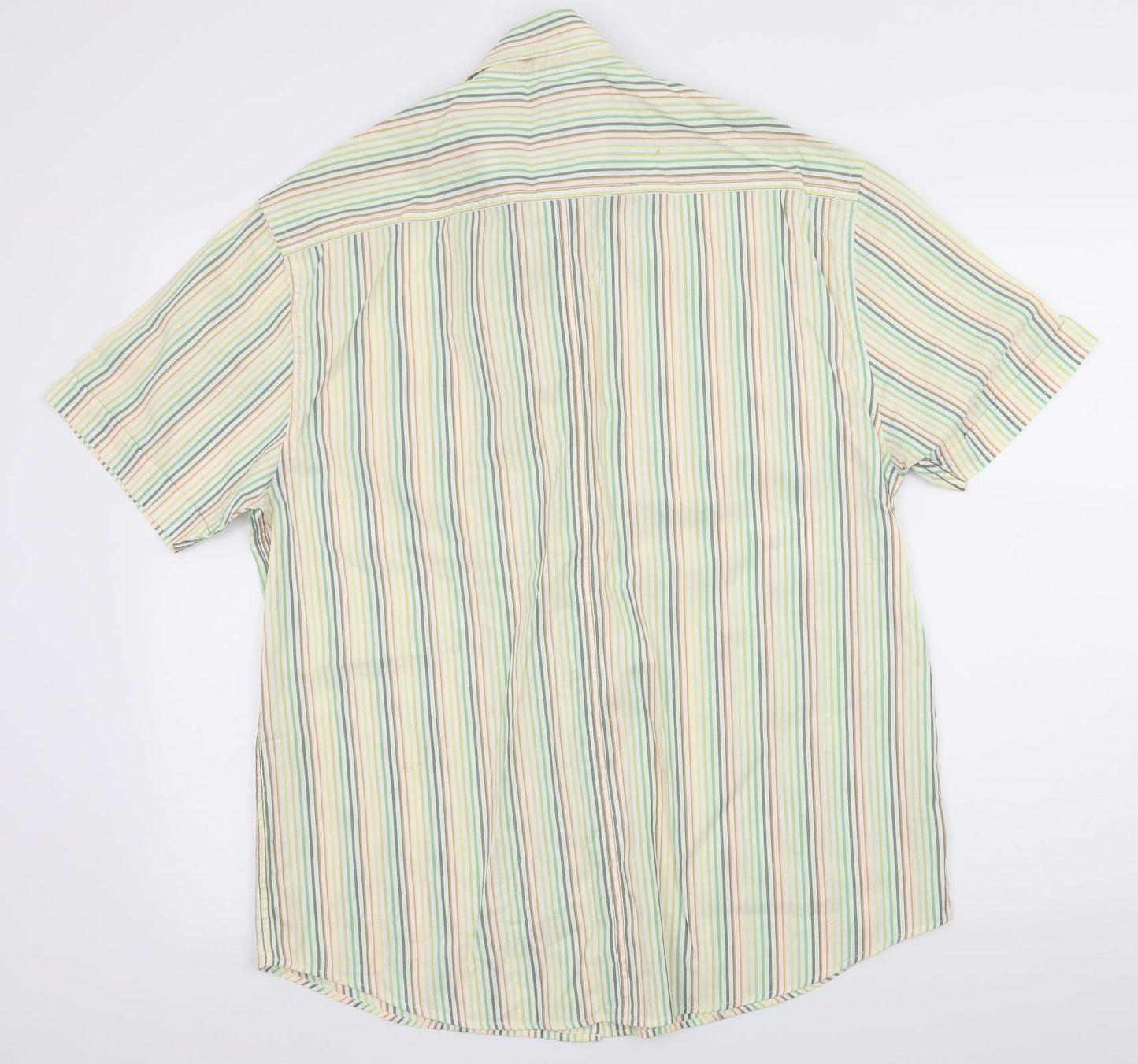 Easy Mens Yellow Striped   Button-Up Size M