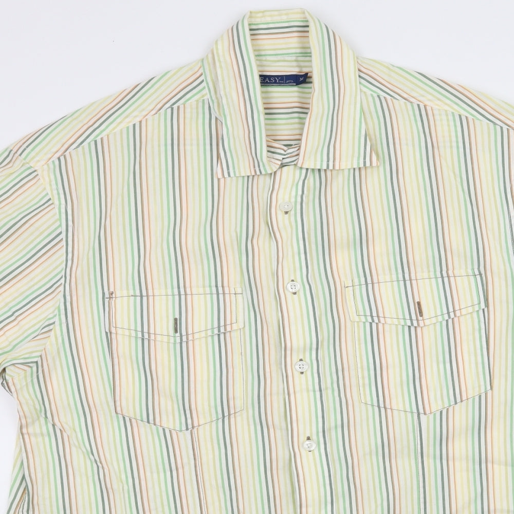 Easy Mens Yellow Striped   Button-Up Size M