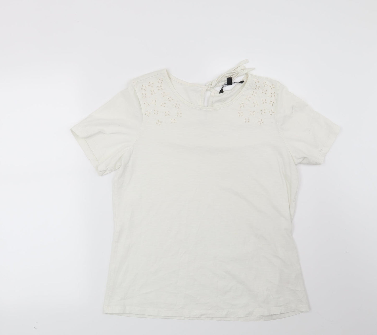 Bonmarché Womens White Geometric  Basic T-Shirt Size 10