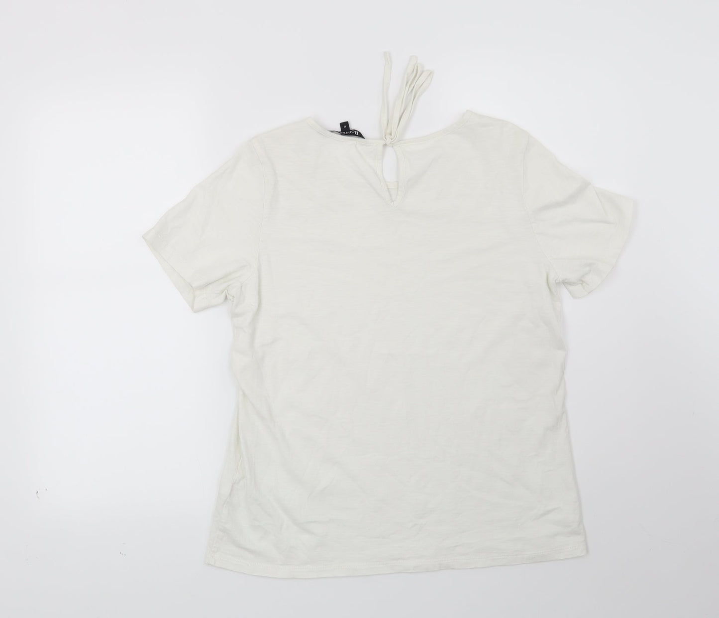 Bonmarché Womens White Geometric  Basic T-Shirt Size 10