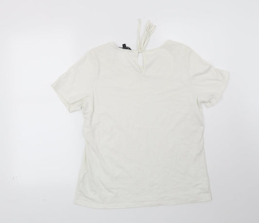 Bonmarché Womens White Geometric  Basic T-Shirt Size 10