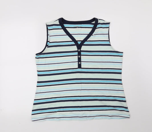 Croft & Barrow Womens Blue Striped  Basic Blouse Size XL