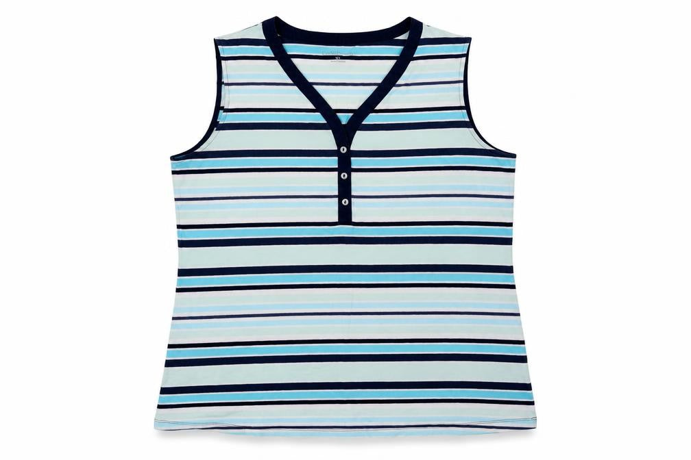Croft & Barrow Womens Blue Striped  Basic Blouse Size XL