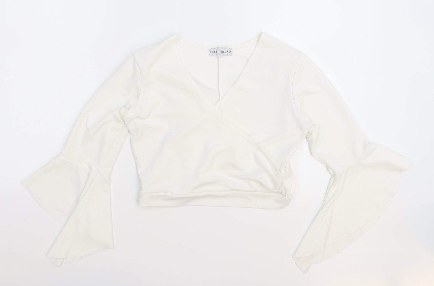 Premier Glam Womens White   Cropped Blouse Size 10