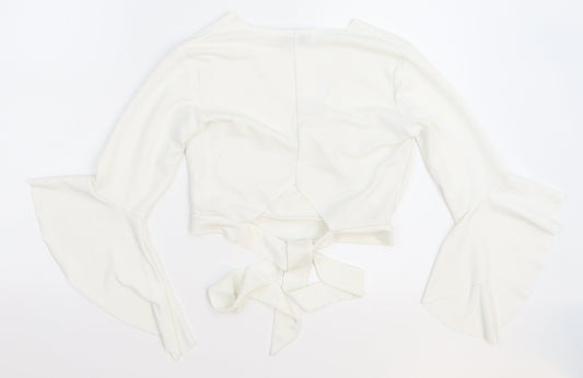 Premier Glam Womens White   Cropped Blouse Size 10